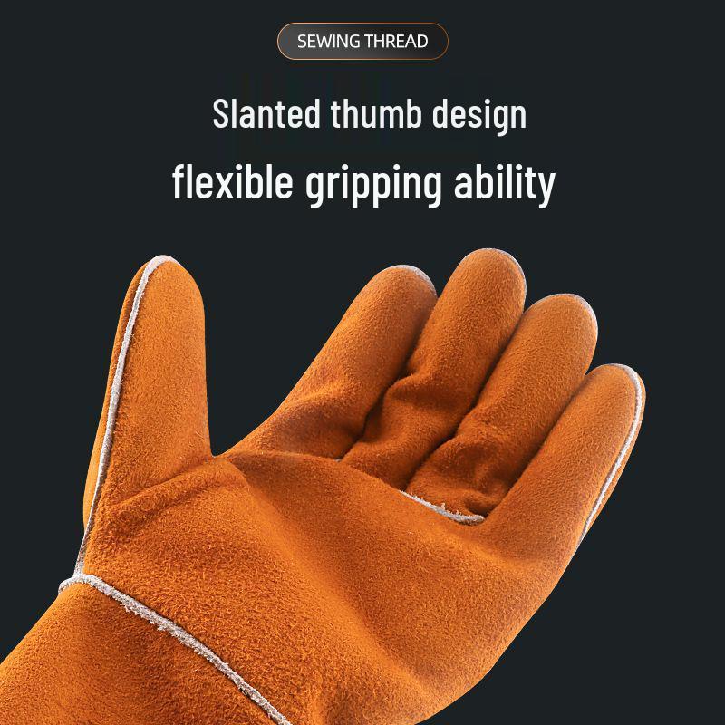 Термостойкие сварочные перчатки из коровьей кожи - Прочные, Защищающие от ожогов и Мягкие для защиты труда