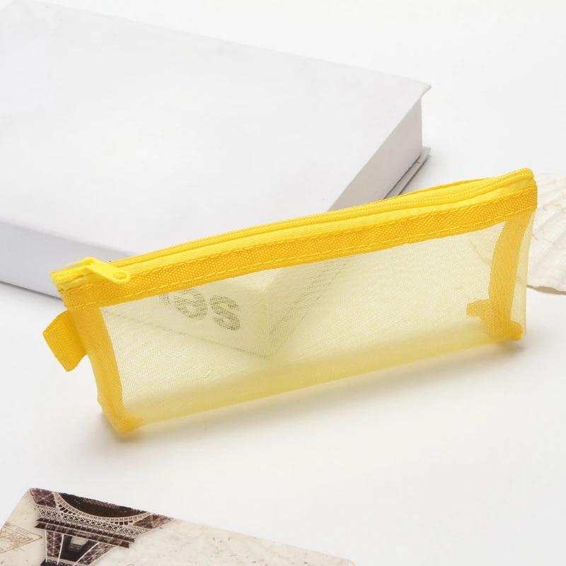 Простая видимая сетка для хранения кистей для макияжа, большая вместительная сумка-органайзер для студентов, канцелярских принадлежностей, цветной нейлоновый сетчатый пенал