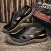 Модные дышащие мужские пляжные слипоны на мягкой подошве, легкие прогулочные сандалии, летние уличные балетки, мужские кожаные повседневные сандалии