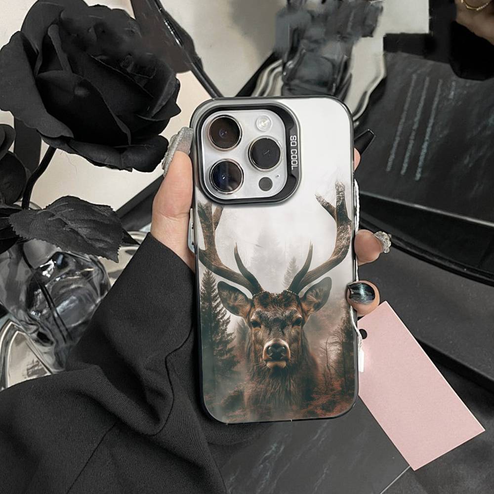 Чехол для телефона «Лось в моем сне» для IPhone 16 17 15 14 12 13 Pro Max Черный цвет Ударопрочный чехол