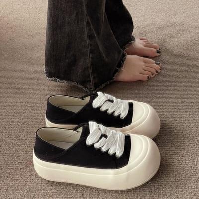 Новые универсальные туфли-хлебушки с большой головой, женская обувь, осенние туфли-одинарки для двух способов носки, платформа, белые туфли