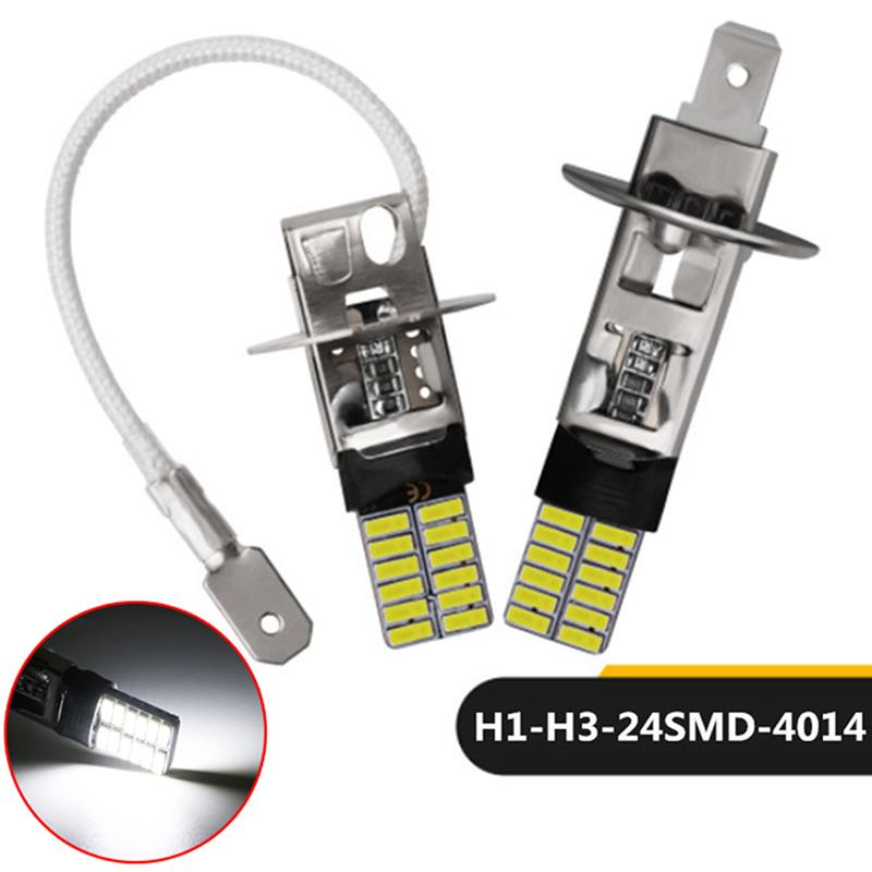 2 шт. светодиодные лампы H3 H1 для противотуманных фар 24 SMD белые 12 В светодиодная противотуманная фара ходовой огонь