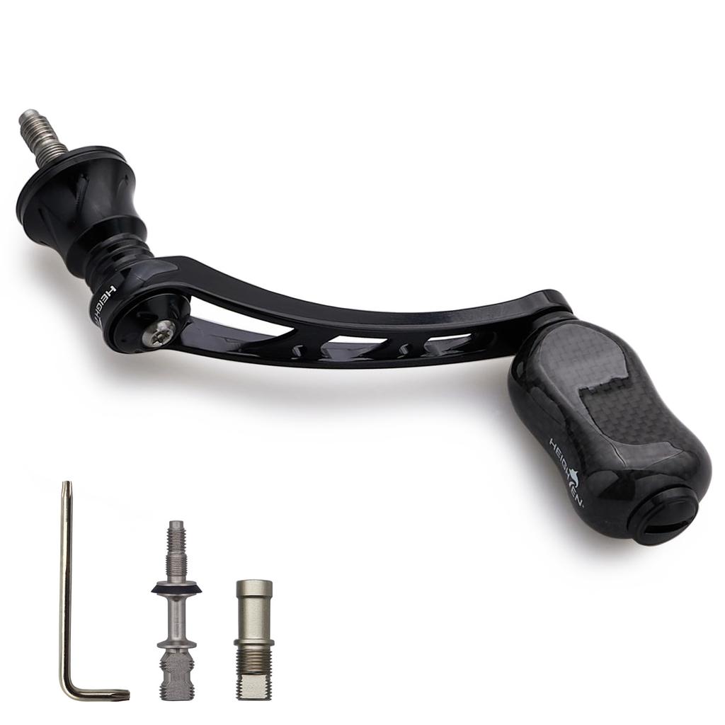 HEIGHTEN 56mm Reel Handle with 21mm Carbon Knob for Shimano Daiwa Universal Spinning Reel Gourd Series (Black) (832)