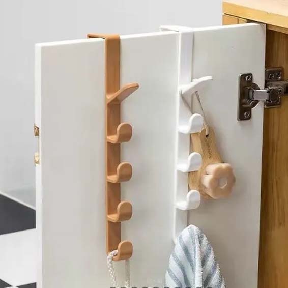 Door Hanger with Vertical Design 5 Hooks White Color Durable Plastic China Manufactured Seller Code GM-uc5x 1 Unit 280mm x 40mm x 3mm Size Factory Pr