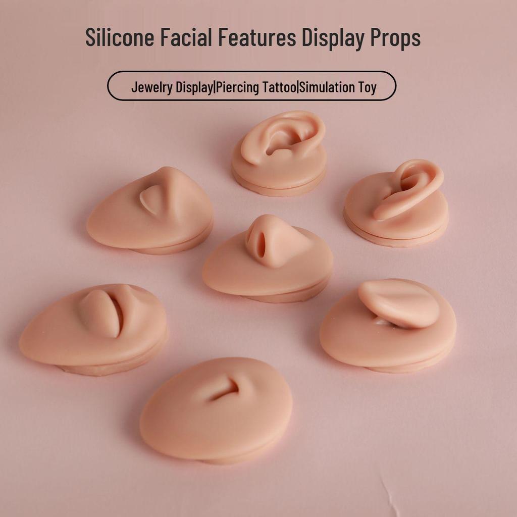 Silicone Piercing Practice Model: Ear, Tongue, Lips, Navel & Facial Features