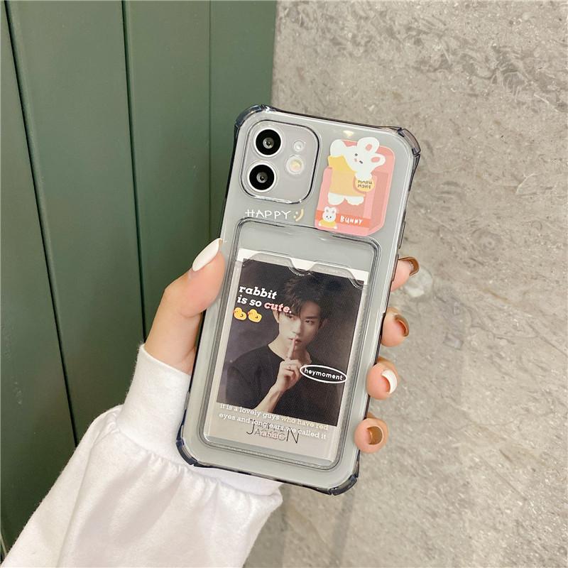 Чехол-кошелек для телефона с милым медведем и мультяшным кроликом, держатель для карт, для Iphone 11 12 13 Pro Xs Max Xr 7 8 Plus, мягкий противоударный чехол из ТПУ