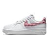 Nike Air Force 1 07 Essential Mystic Red Gingham Женские кроссовки Белые DZ2784-101