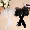 Elegant Long Gloves Elastic Wedding Bridal Gloves Fashion Ruffles Velvet Mittens  Banquet