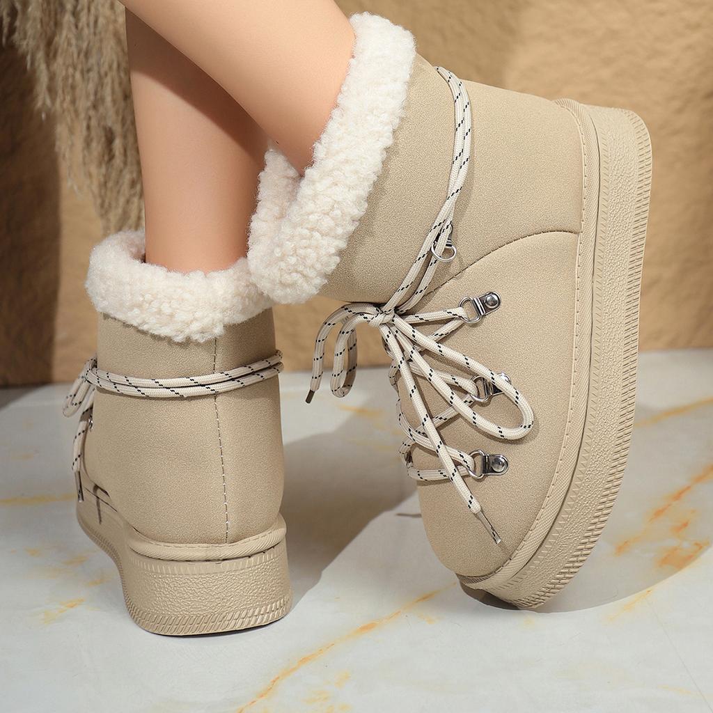 Winter New Snow Boots Plus-size Flat Short Cotton Shoes Women's Plush Thickened To Warm The Snow