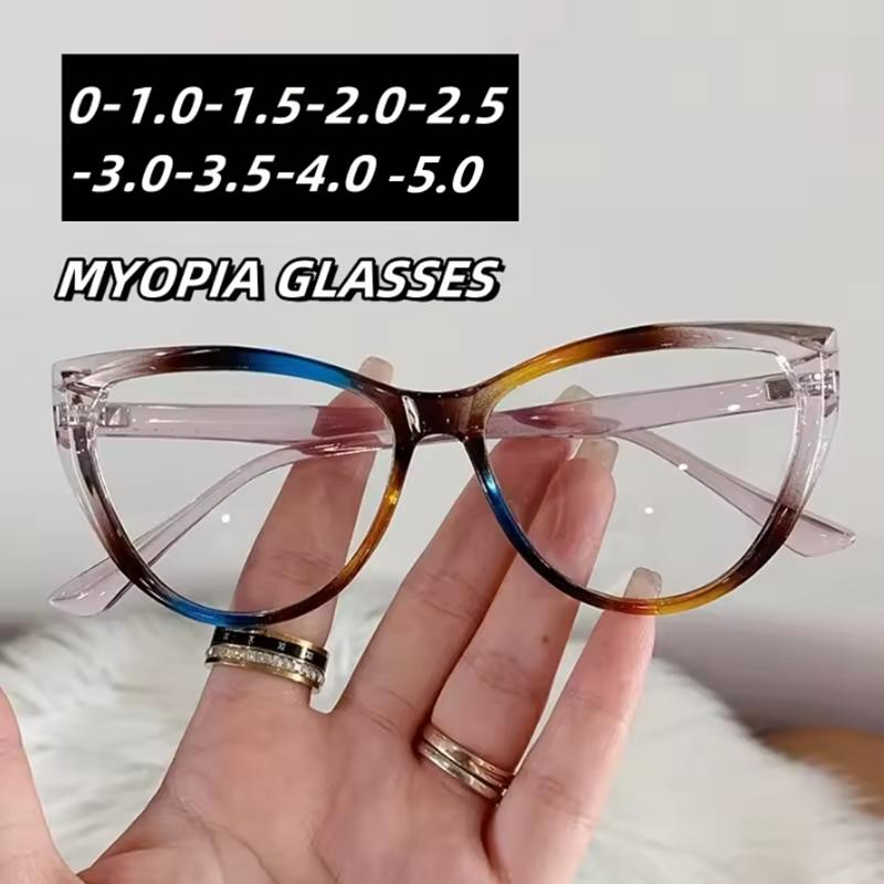 Cat Eye Myopia Glasses for Women Anti Blue Light Fashion Glasses HD Vintage Lenses Computer Glasses