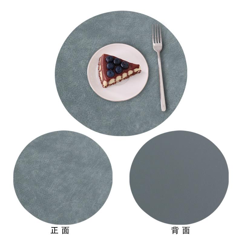 High temperature resistant table mat Modern simple wind-shaped round leather western dining mat Thermal insulation Waterproof double-sided anti