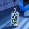 Серебряная подвеска-ожерелье с сине-зеленым кубическим цирконием для женщин, роскошное, модное, свадебное, серебряные украшения