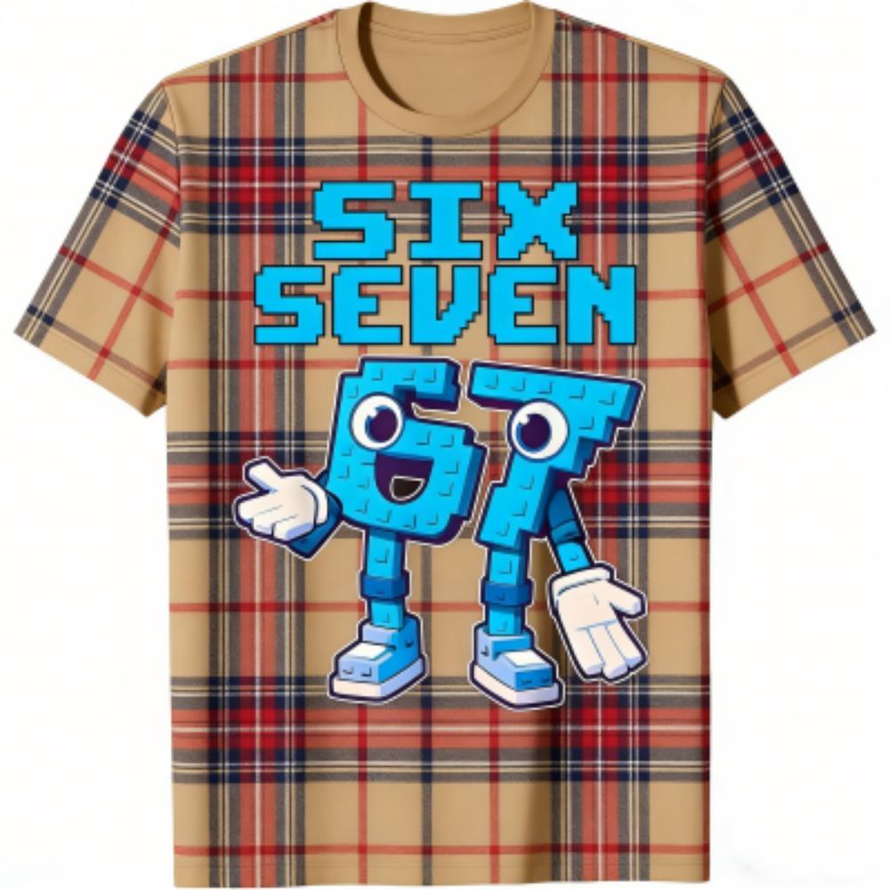 Fashion Kids T-Shirt 67 Six Seven Stripe Print Boy and Girl Tees Top Summer Short Sleeve O Neck Casual Outdoor Kids Clothing