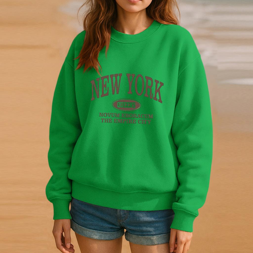 Толстовка с круглым вырезом для женщин, осенние графические толстовки для отпуска с длинным рукавом и заниженной линией плеч