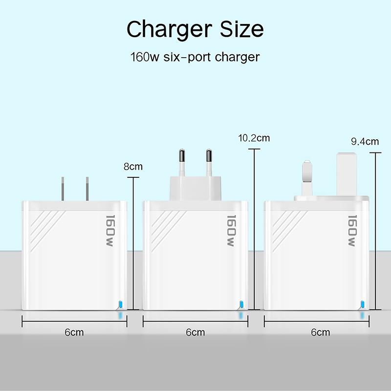 160 Вт 6-портовый адаптер для быстрой зарядки USB Type C Quick Charge PD QC3.0 для iPhone Xiaomi Samsung Huawei Зарядное устройство для телефона