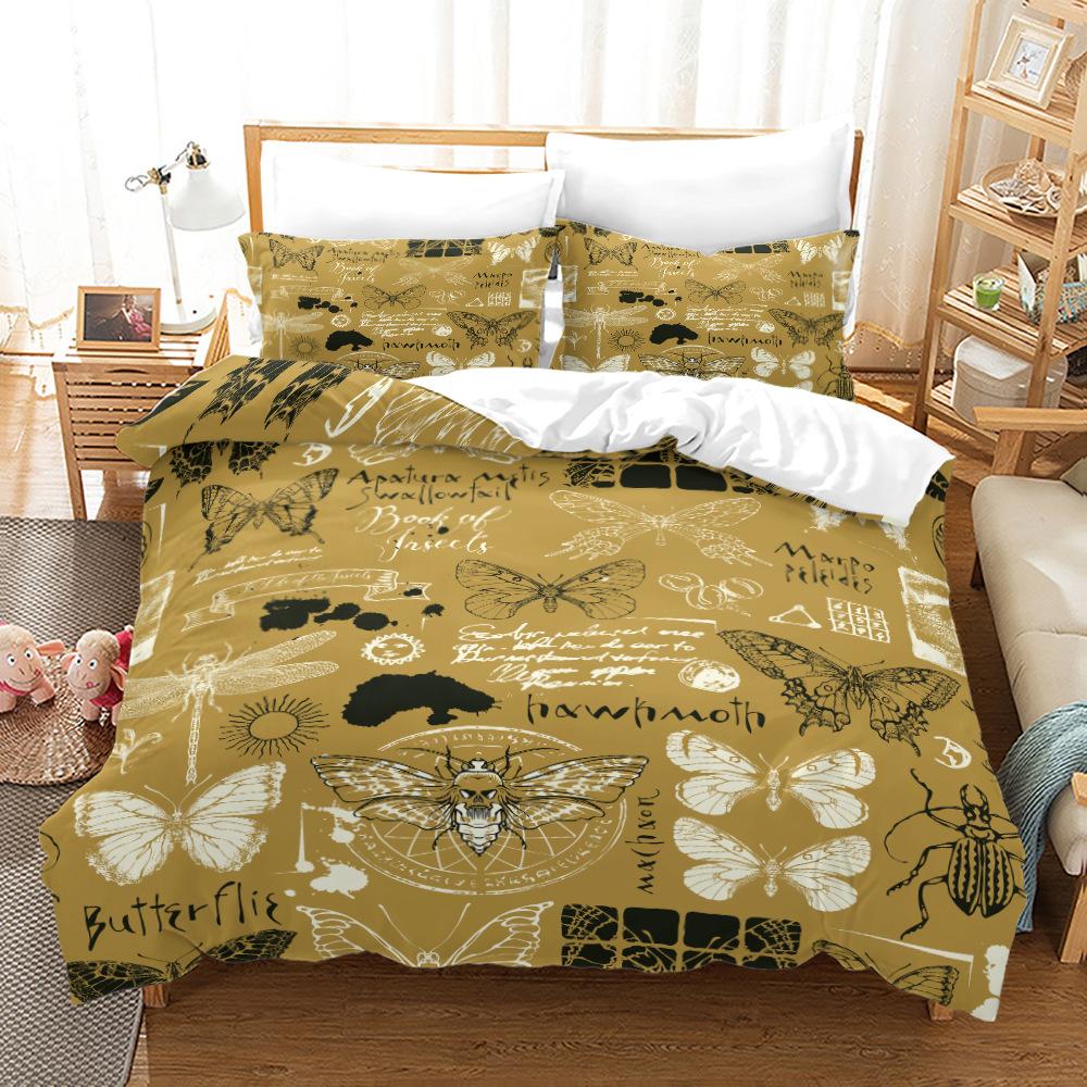 Комплект пододеяльников Death Moth King Queen Size Moon Skull Youth Gothic Insect Print Skeleton Bones Polyester Quilt Cover для детей