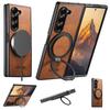 Чехол для телефона из вощеной кожи для Samsung Galaxy Z Fold 8 Ultra Zfold 7 6 5 Магнитная беспроводная зарядка Вращающаяся подставка Кольцо Защитная крышка