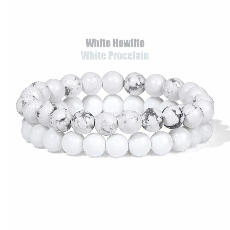 2 шт./компл. браслеты для женщин, набор браслетов из натурального камня, агаты, 8 мм, бисер, бирюзовый кристалл, браслет, мужские ювелирные изделия, исцеление
