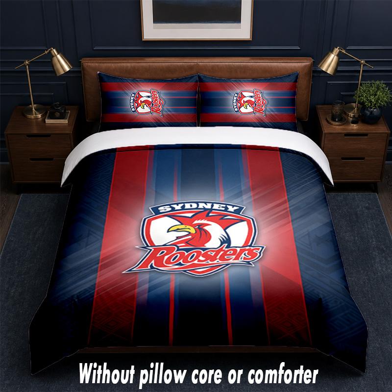 Sydney Roosters Design Bed Bedding Set 1 Duvet Cover + 2 Pillowcases Soft Breathable Household Bed Linens