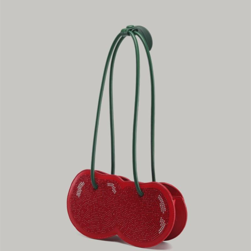 Sweet Cherry Red Underarm Bag Women Water Splash Proof Creative Berry Handbag Ladies Lightweight Polyester Leather Shoulder Bag