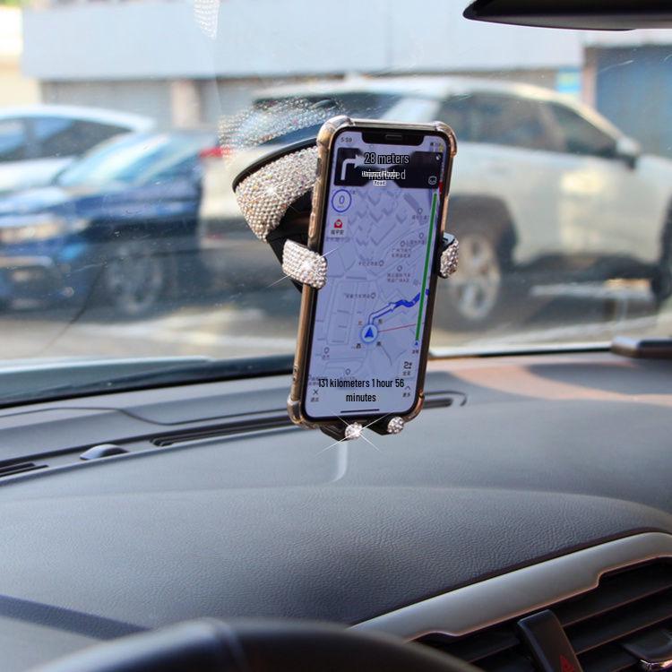 Универсальный автомобильный держатель для телефона с креплением на воздуховод, инкрустированный бриллиантами, с присоской
