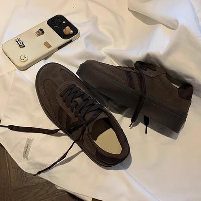 ~ Толстая подошва, увеличивающая рост, цветовая гамма, круглый носок, ретро, универсальные, повседневные, плоские туфли, маленькие белые туфли, женские