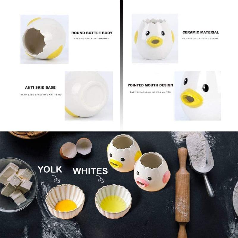 Мультяшный разделитель яиц, керамический разделитель яичного желтка и яичного белка, симпатичный фильтр в форме яйца, кухонный гаджет, помощник для выпечки