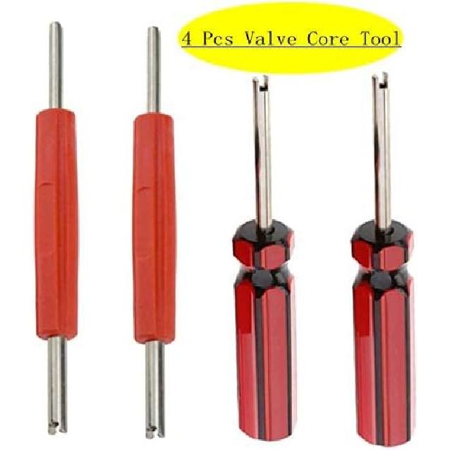 Aracey Tire Repair Tool Set - 4 X Dual Single Head Valve Core Remover And 100 Pieces Car Truck Replacement Tire Tyre Valve Stem Core Part