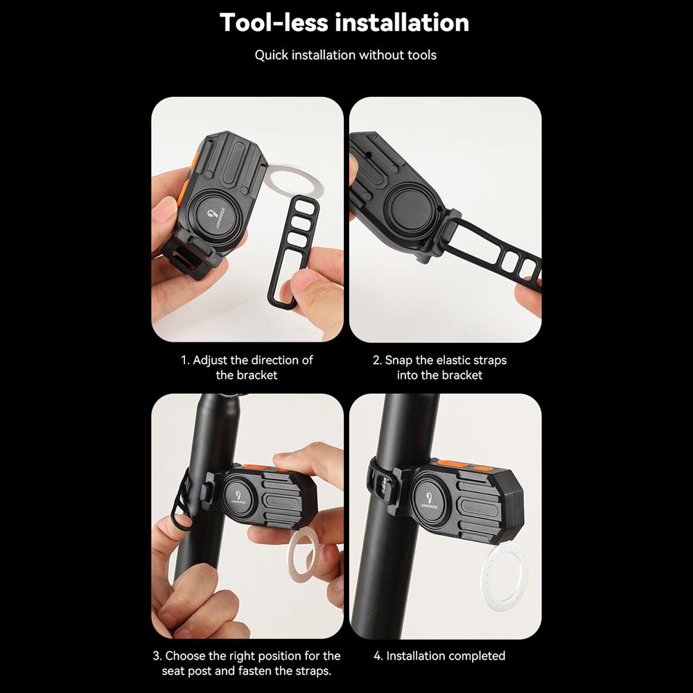 Задний фонарь для велосипеда JOHORSE с зарядкой от USB, предупреждающий свет для велосипеда, поддержка нескольких режимов освещения