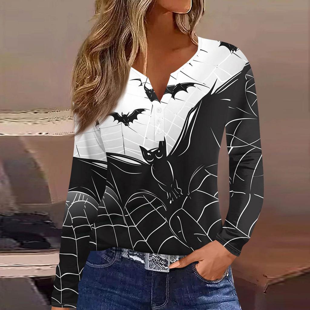 Жен. Футболка Футболка на пуговицах с длинным рукавом Повседневные Выходные Мода Классический Топ с v-образным вырезом Обычный