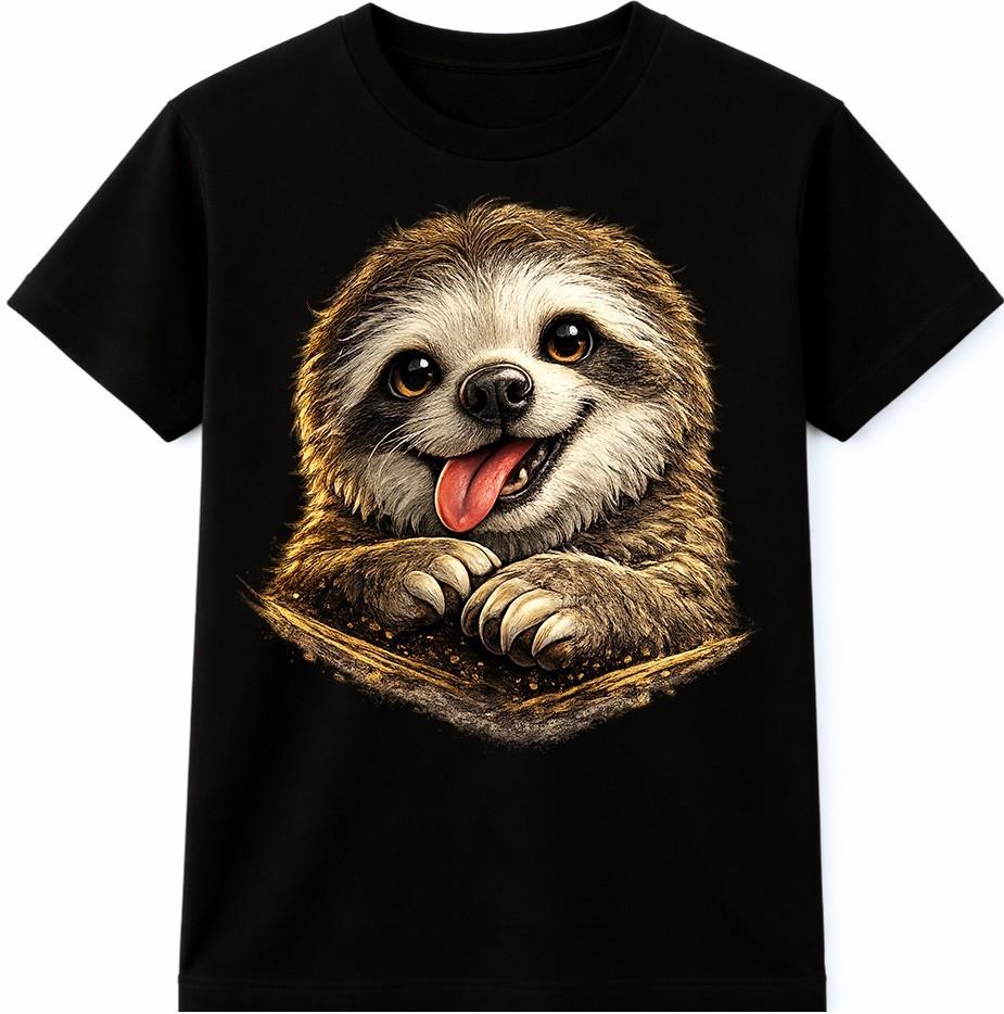 Sloth T Shirt Cute Smiling Animal Graphic Tee Lazy Lover Casual Outfit Top