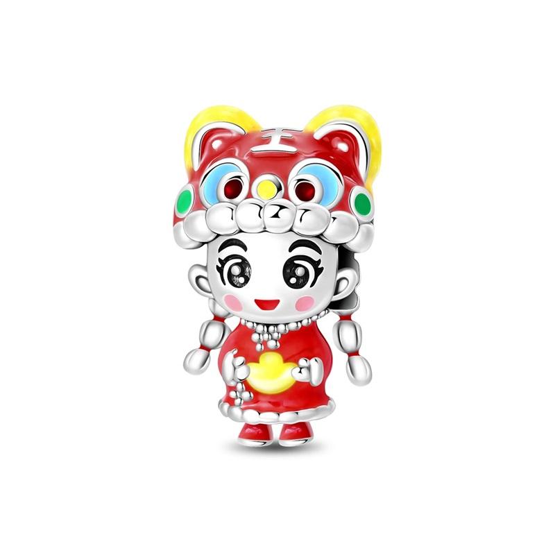 2026 New Chinese Style Dainty Cute Monster Jewelry Gift Sparkling Zircon, Ideal Gift Dropshipping,S925 Silver Enamel Charms,