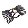 1/4Pcs Women Wooden Beaded Hair Combs Handmade Stretch Double Side Clips Salon Combs Bun Maker Hair Accessories