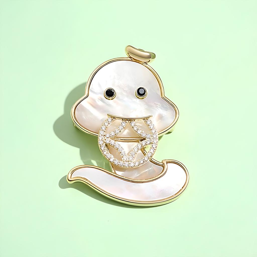 Cute Gold Coin Snake Baby Brooch High-End Femininity Corsage Niche High-End Pin Suit With Accessories