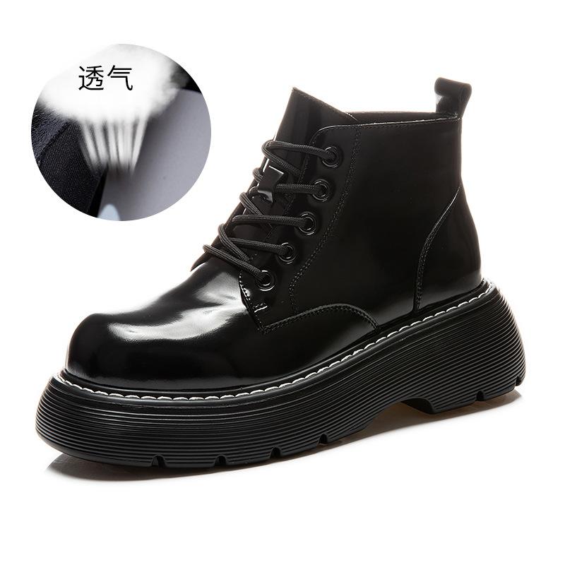 Кожаные ботинки Мартин женские 2025 осень новые грубый каблук платформа короткие ботинки детские высокий каблук полусапоги повседневные женские ботинки тренд