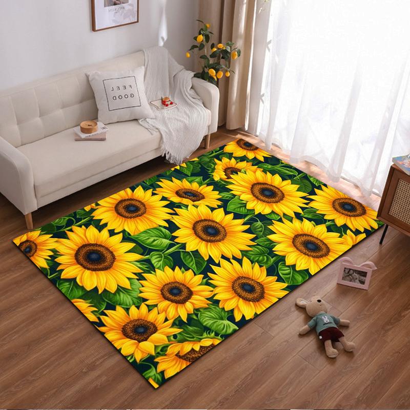 Sunflower Pattern Non-slip rug suitable for living room and bedroom sofas