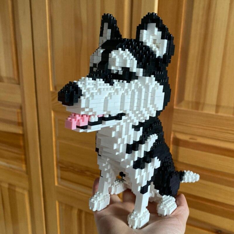 16042 мир животных сибирский хаски собака сидеть домашнее животное 3D модель DIY мини алмазные блоки кирпичи строительные игрушки для детей без коробки