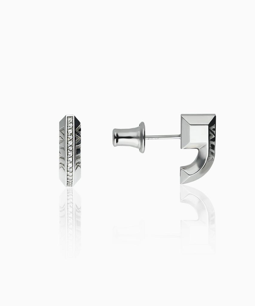 Valik [925 Silver] No.50 Half Signature Line Setting Earrings [L]