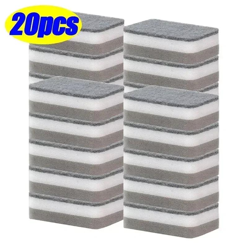5/50PC Dishwashing Sponge Reusable Kitchen Cleaning Scouring Pad Washable Scrub Sponge Eco Non-Scratch for Washing Dishes Sponge