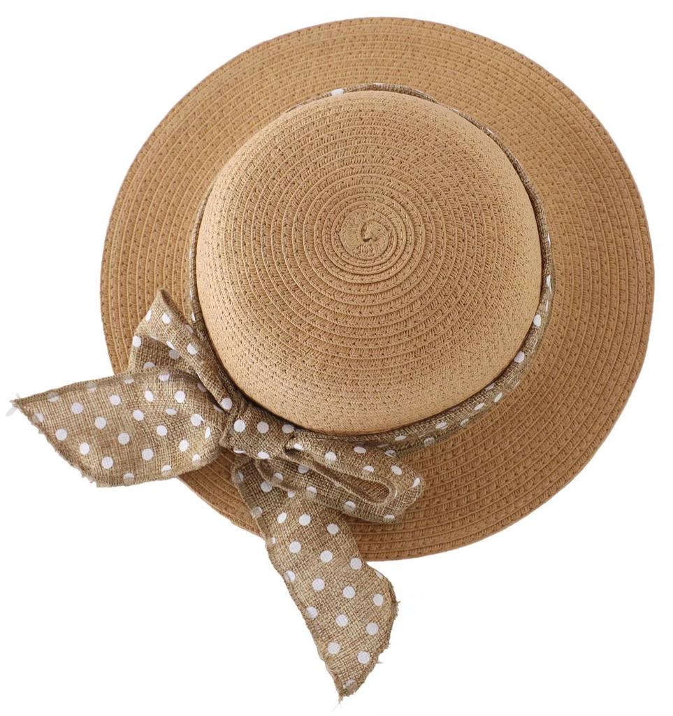 Connectyle Детская соломенная шляпа с милым бантом и шнурком, летняя, для пляжа, защита от солнца, для активного отдыха и путешествий