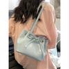 Summer New Pleated Single Shoulder Bag for Women Korean Trendy Soft Leather Small Bucket Bag Girl Casual Handbags