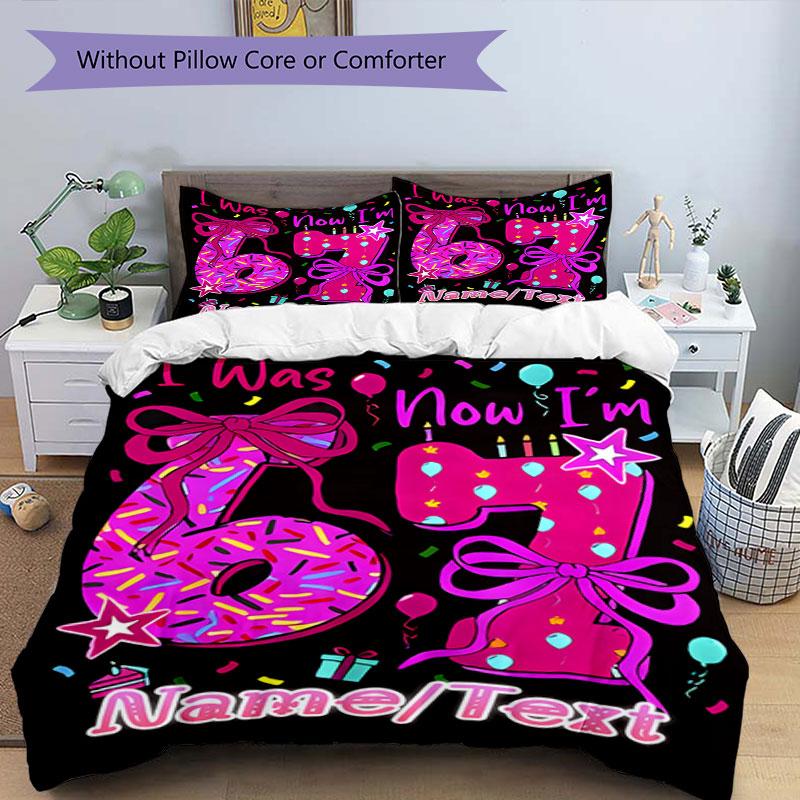 3PC Custom Name Happy 67th Birthday! Bedding Set Printed Bedding Set Duvet Cover Closure Includes 1 Duvet Cover & 94 Pillowcases for Bedroom