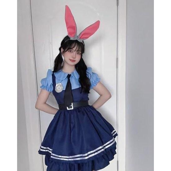 Halloween cosplay costume womens cute rabbit police outfit adult 5-piece set lolita dress women