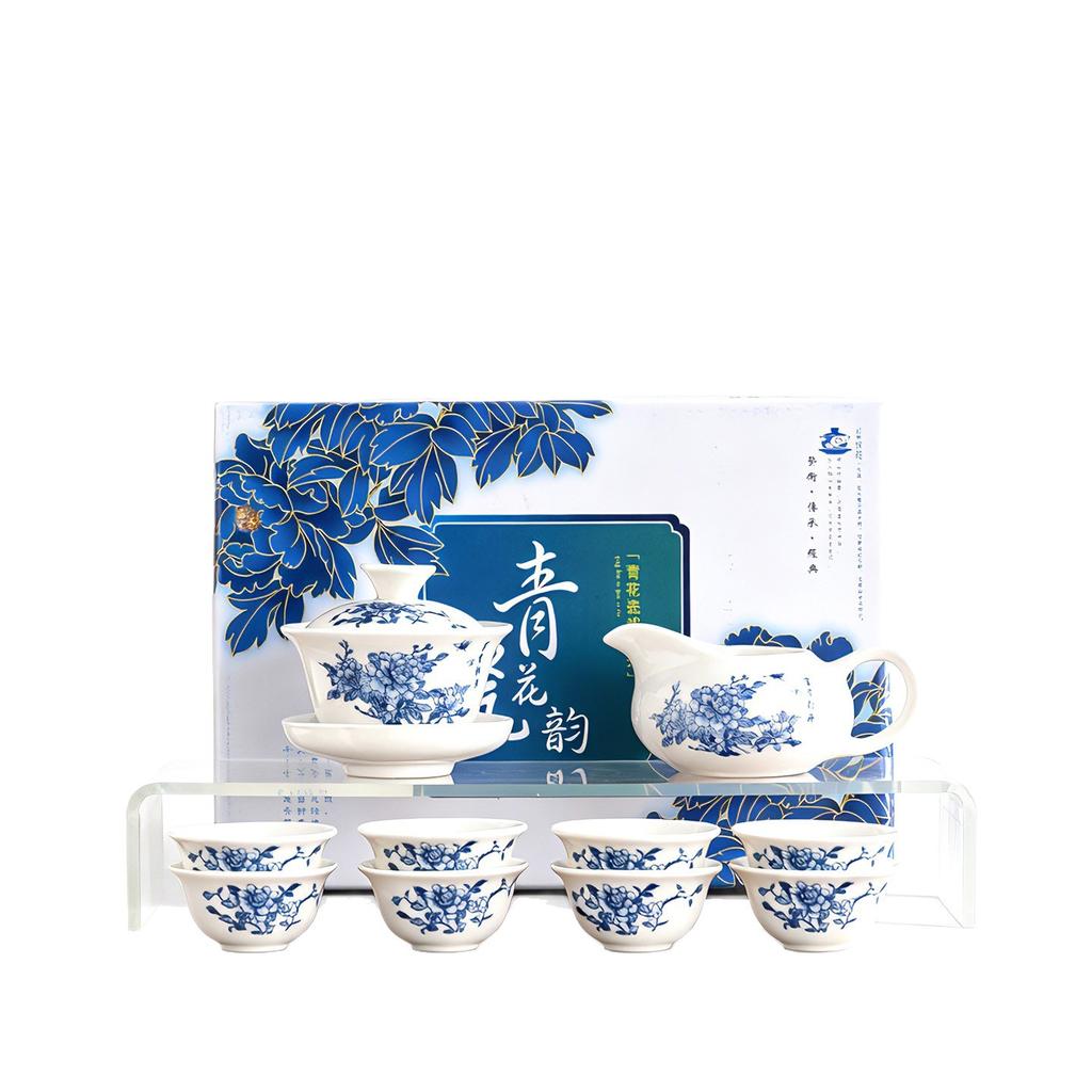 Dehua white porcelain Kung Fu tea set, a complete set of gift boxes, business gifts, cost-effective souvenirs