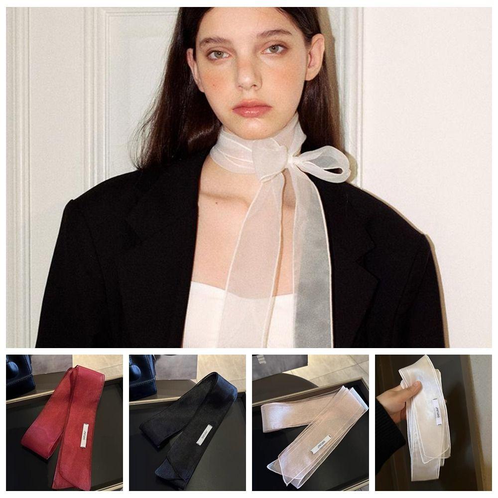 Silk Material Silk Scarf Thin Long Narrow Scarf Fashion Decorative Scarf  Women