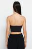 Women's Fashion New Bustier Black Crop Lined Knitted Corset Detailed Bustier