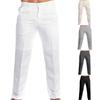Men's Stand Pocket Casual Linen Pants Solid White Gray Trouser Plus Size 3xl Mens Elegant Fashion Sweatpants Men Streetwear