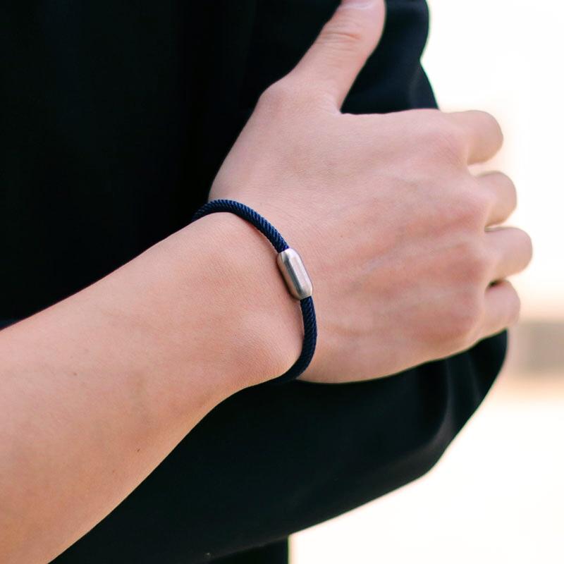 Noter New Minimalist Stainless Steel Magnet Buckle Bracelet Unisex 4mm Nylon Cord Chain Braclet Yoga Meditation Braslet Pulsera