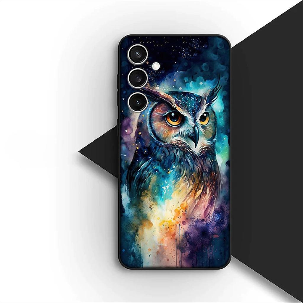 Soft Cover for Samsung Galaxy S24 S25 S23 FE Ultra Plus S7 Edge S25+ S23+ A56 5G Casing Phone Case Wallpaper Owl Bird