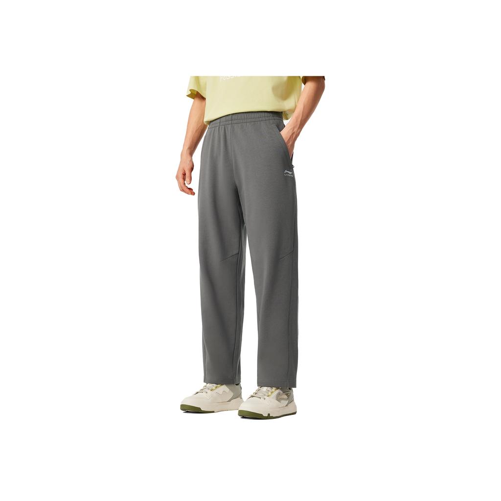 Li Ning Sports Lifestyle Series Simple Comfortable Versatile Solid Color Mid Waist Straight Leg Casual Pants Men Bottoms AKLVC17-4
